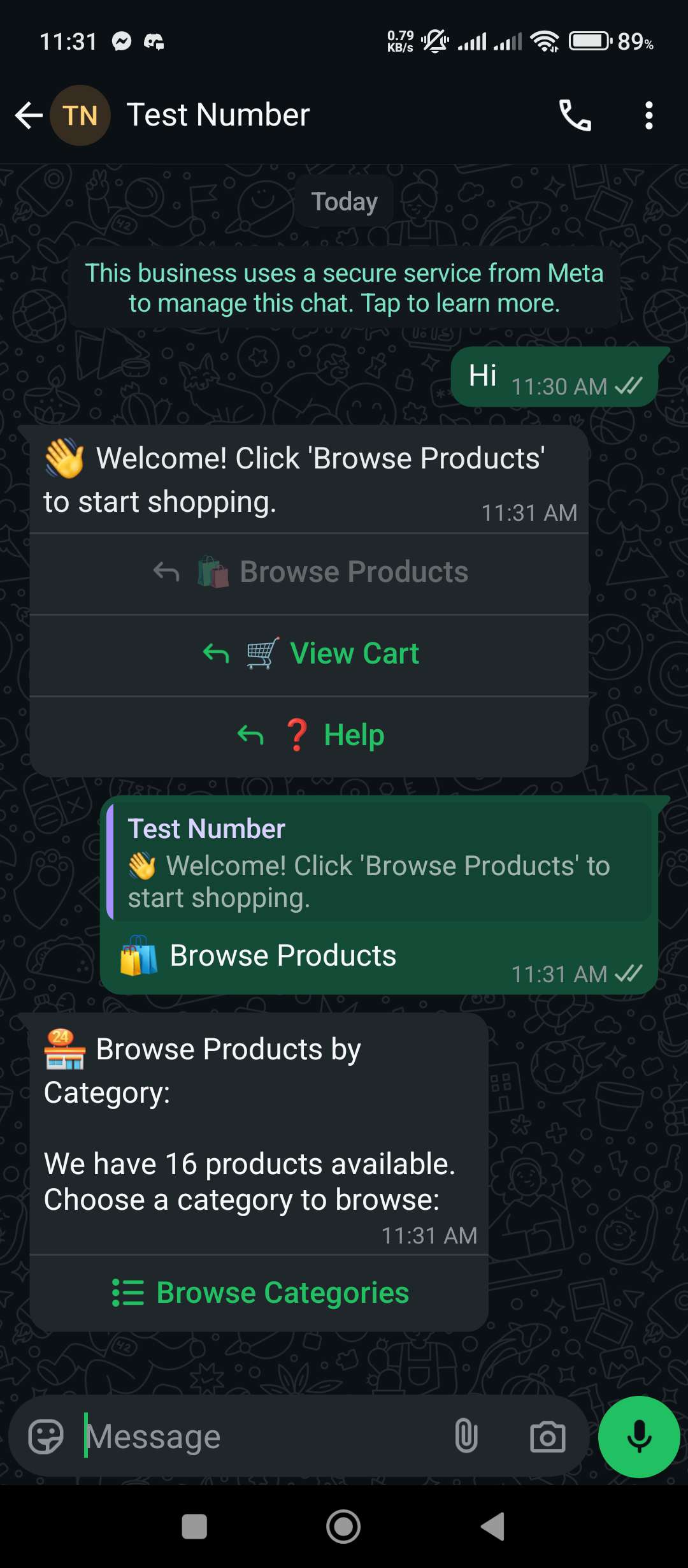 WhizCart WhatsApp Shopping Interface