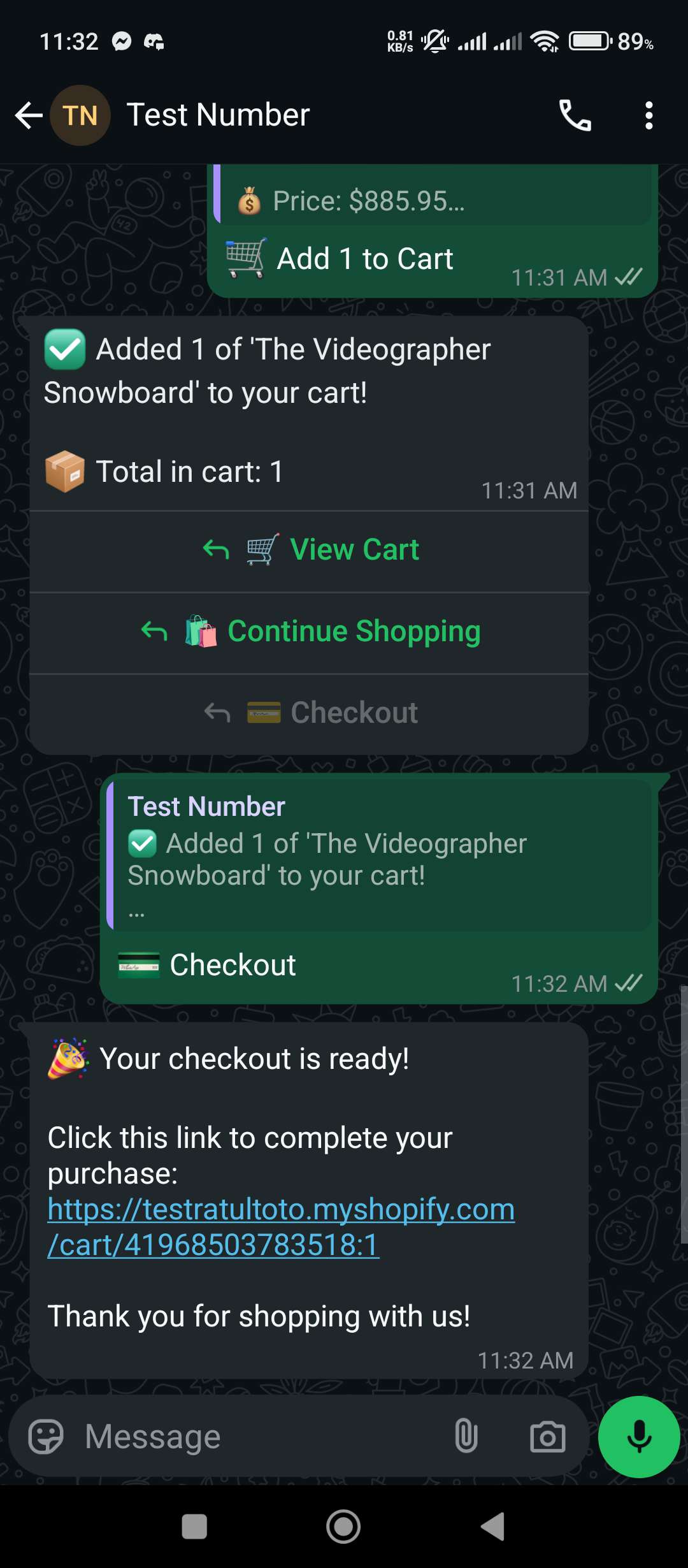 Checkout Confirmation